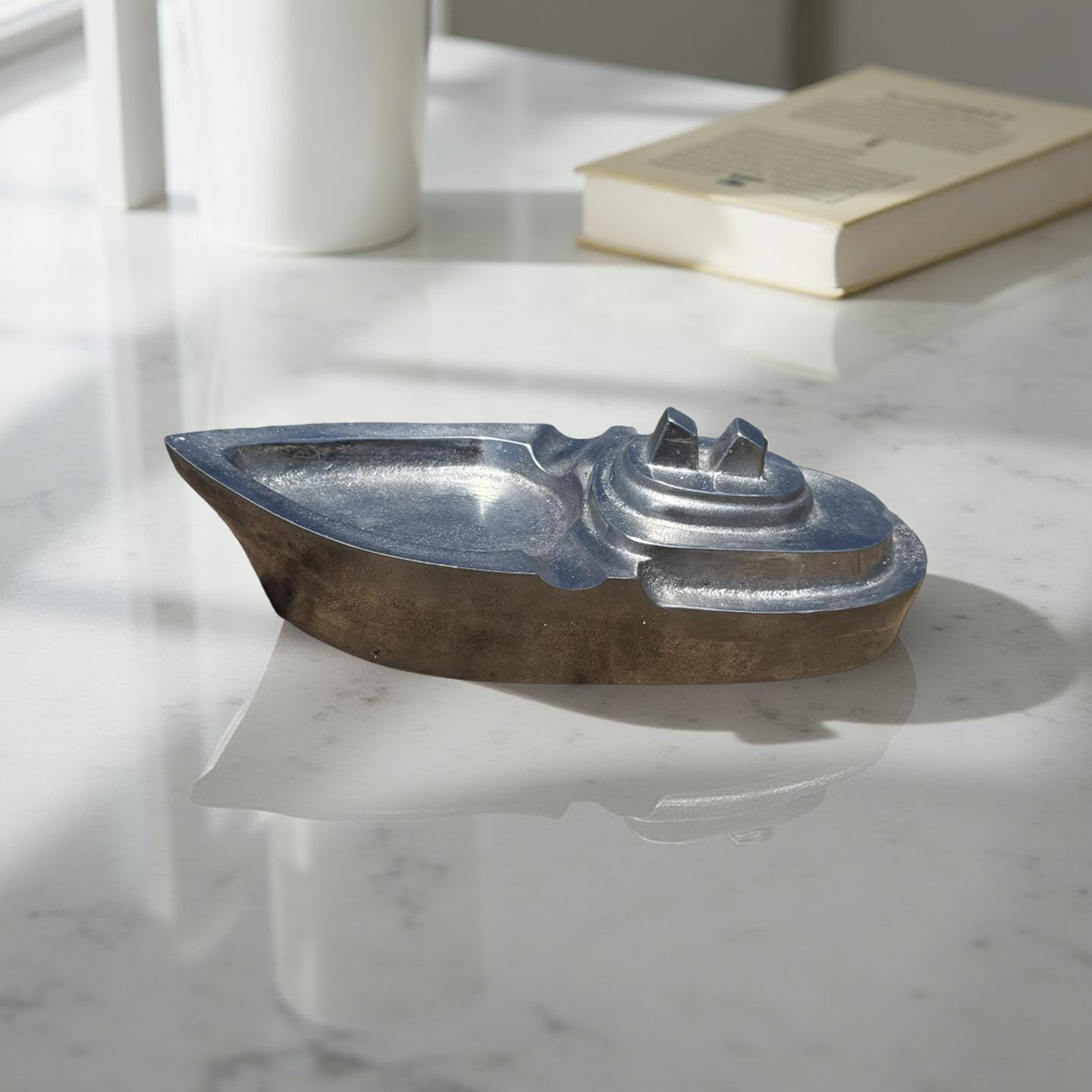 Boat Ocean Yacht Liner Polished Handcrafted Cast Aluminium Ashtray - Nautical Vintage Style Navy Cigar Holder Ashtray - Heavy Cigarette tray