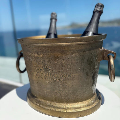 Moët & Chandon Antique Brass Great Gatsby ~ Solid Cast Engraved Champagne Ice Bucket | Wine Cooler
