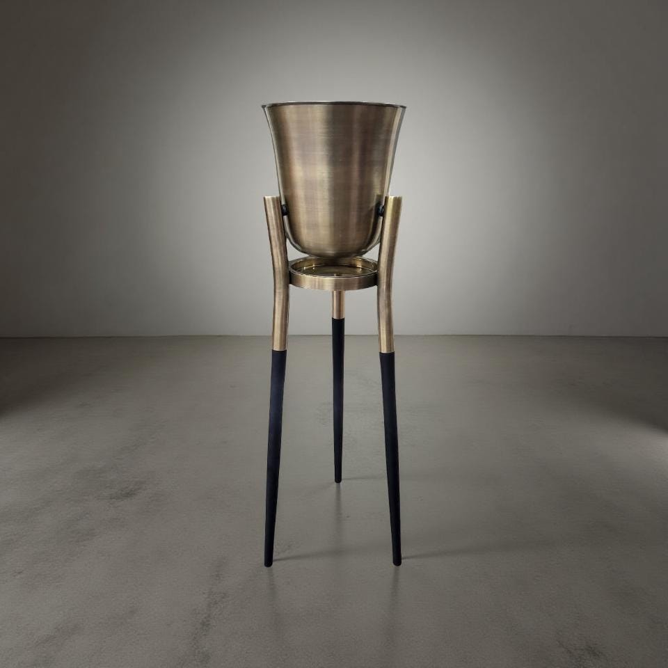Rocket Champagne & Wine Cooler Antique Brass ~ Floor Standing Ice Bucket