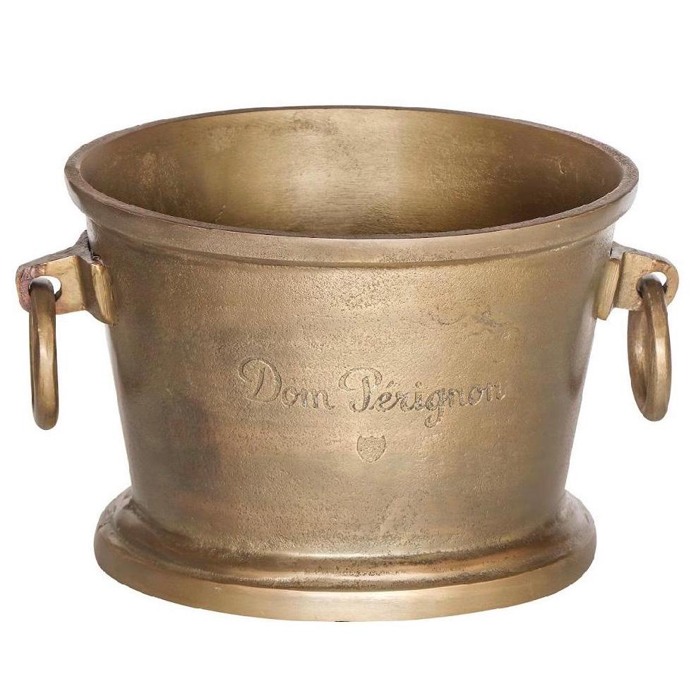 Dom Perignon Antique Brass Great Gatsby ~ Solid Cast Engraved Champagne Ice Bucket | Wine Cooler