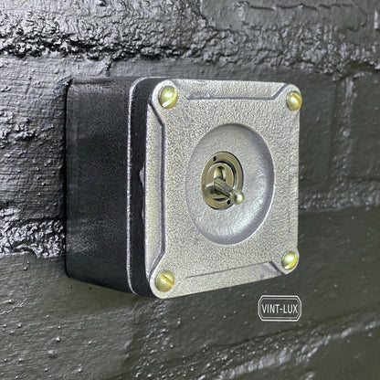 Single Gang 2 Way Conduit Surface Mounting Light Switch Solid Cast Metal Industrial ~ BS EN Approved Vintage Britmac Style