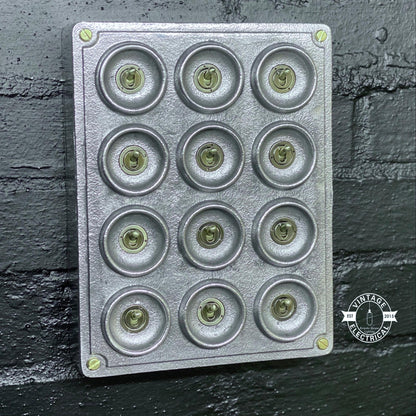 12 Gang 2 Way Galvanised Industrial Toggle Switch Light Panel