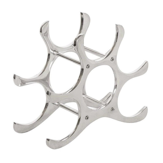 6 Bottle Wine Rack Holder Solid Cast | Wine | Champagne Storage Antique Brass | Polished Aluminium | Matt Black | Black Copper