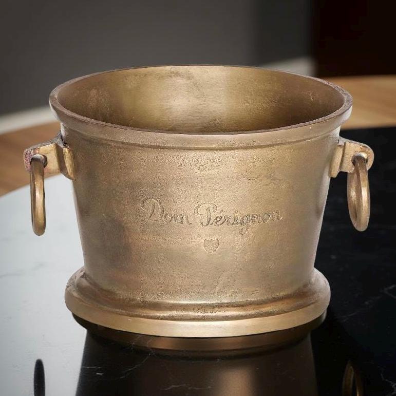 Dom Perignon Antique Brass Great Gatsby ~ Solid Cast Engraved Champagne Ice Bucket | Wine Cooler