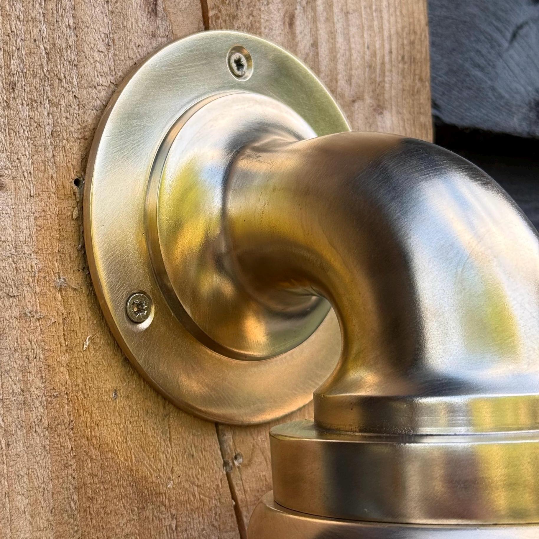 Beachamwell ~ Raw Solid Brass Sawn Neck Outdoor & Bathroom Wall Bulkhead Light ~ 10.5 Inch