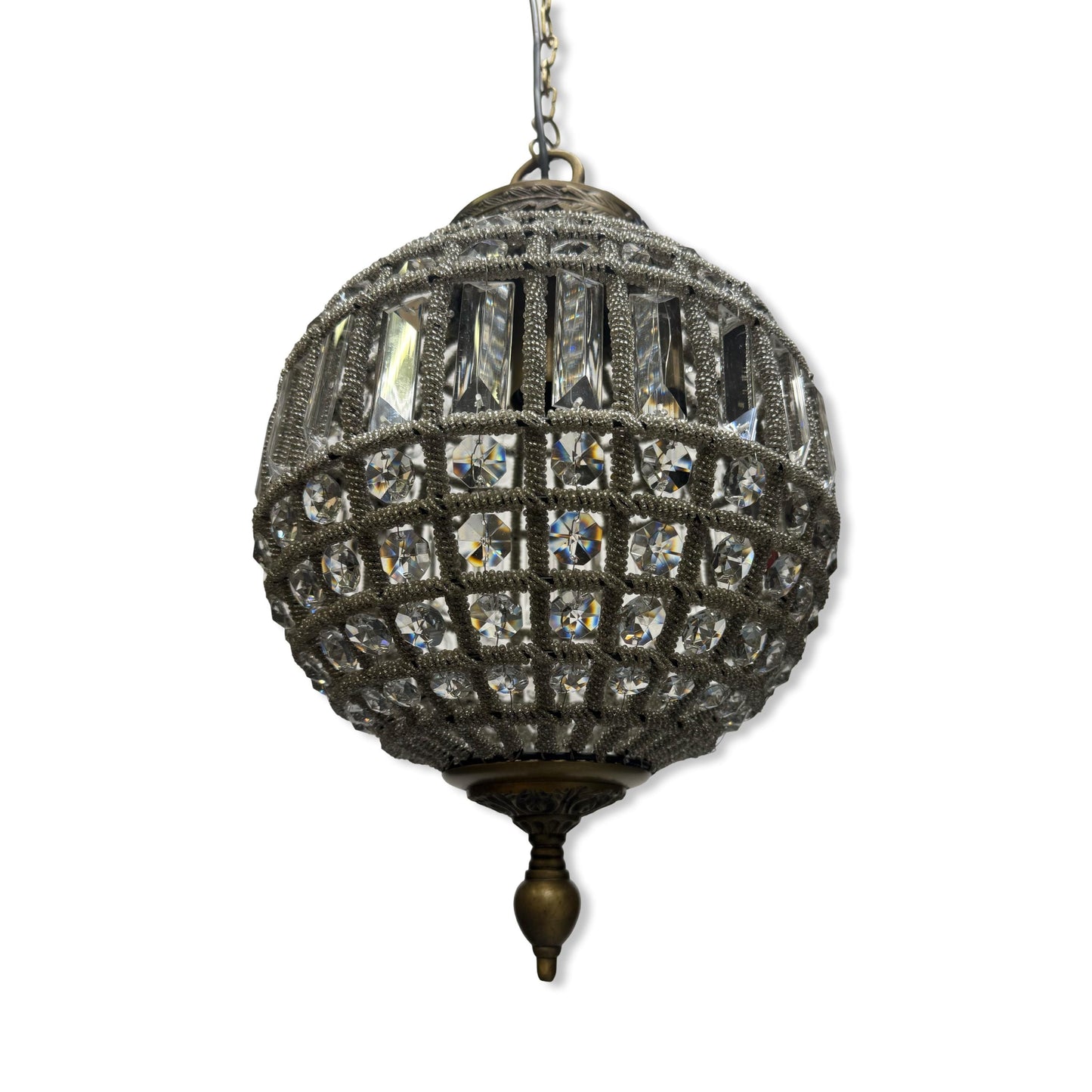 Hoveton XL ~ Luxury French Crystal Globe Chandelier Glass Light Sphere Round ceiling dining room kitchen table vintage edison filament lamps