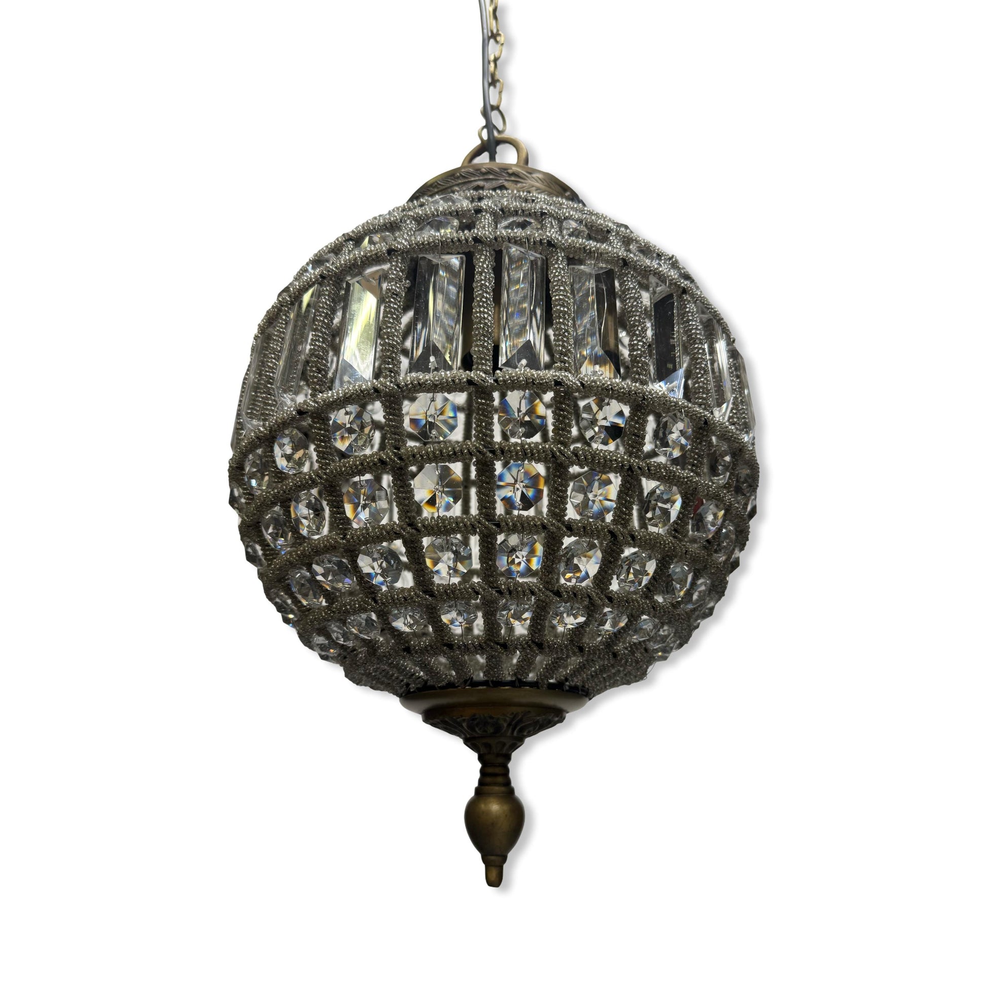 Hoveton XL ~ Luxury French Crystal Globe Chandelier Glass Light Sphere Round ceiling dining room kitchen table vintage edison filament lamps