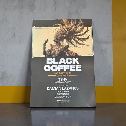 Black Coffee ~ Genuine Ibiza Framed Dj Artwork | Hi Ibiza | A3 Luxury Black Frame