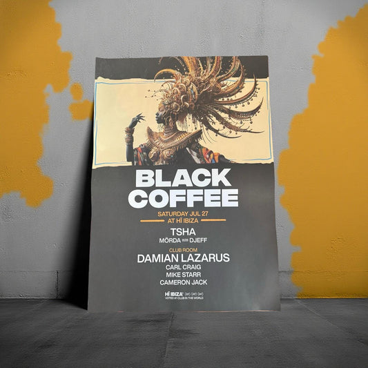 Black Coffee ~ Genuine Ibiza Framed Dj Artwork | Hi Ibiza | A3 Luxury Black Frame