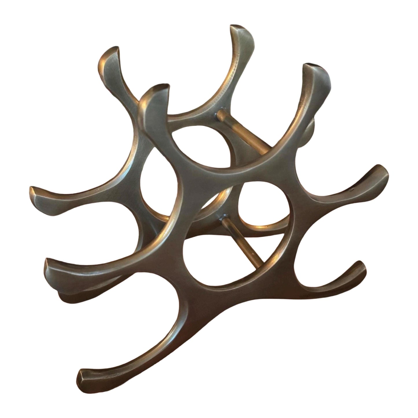6 Bottle Wine Rack Holder Solid Cast | Wine | Champagne Storage Antique Brass | Polished Aluminium | Matt Black | Black Copper