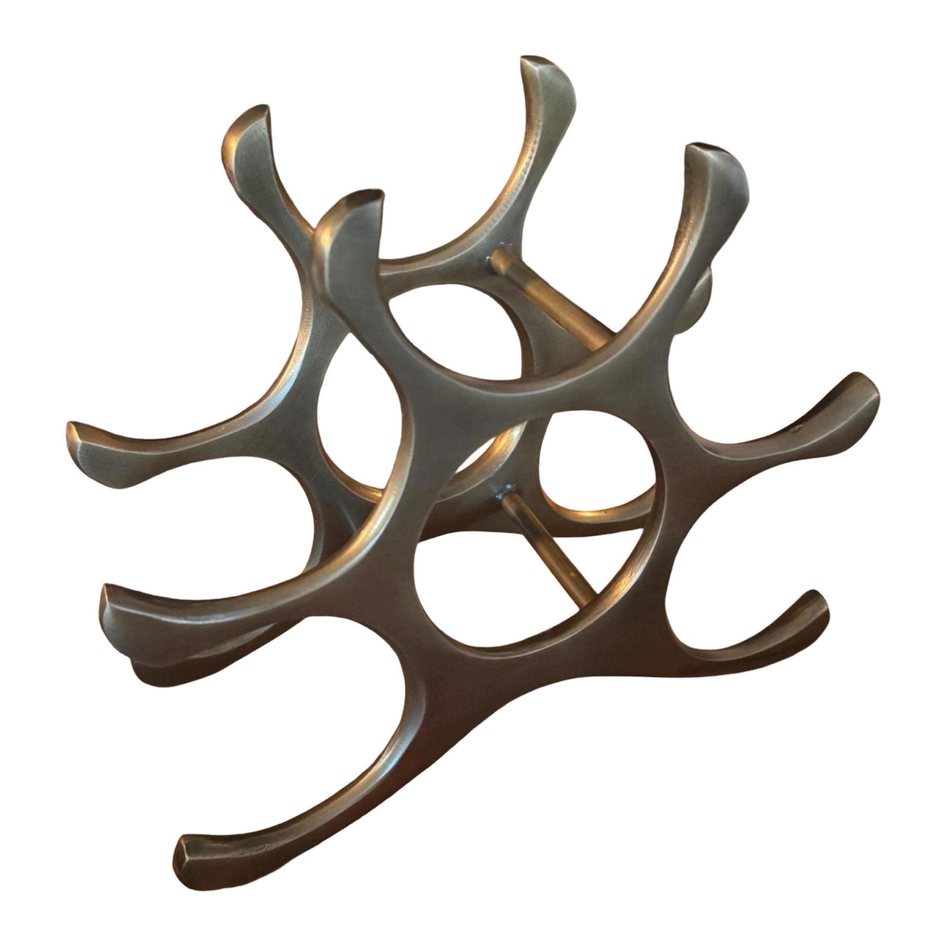 6 Bottle Wine Rack Holder Solid Cast | Wine | Champagne Storage Antique Brass | Polished Aluminium | Matt Black | Black Copper