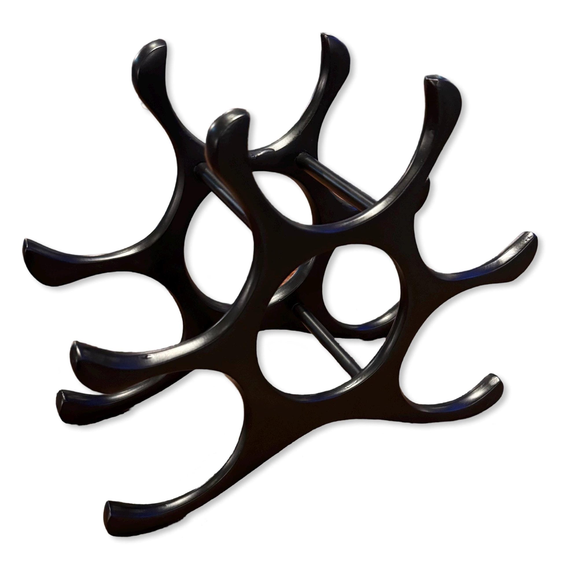 6 Bottle Wine Rack Holder Solid Cast | Wine | Champagne Storage Antique Brass | Polished Aluminium | Matt Black | Black Copper