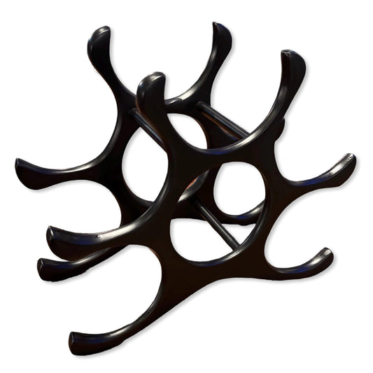 6 Bottle Wine Rack Holder Solid Cast | Wine | Champagne Storage Antique Brass | Polished Aluminium | Matt Black | Black Copper