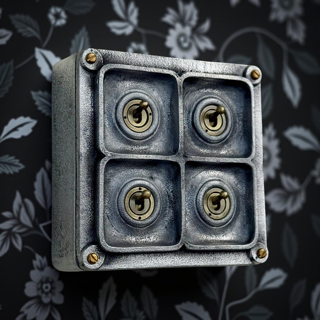 4 Gang 2 Way Solid Cast Metal Conduit Toggle Light Switch Industrial - BS EN Approved Vintage Crabtree 1950’s Style