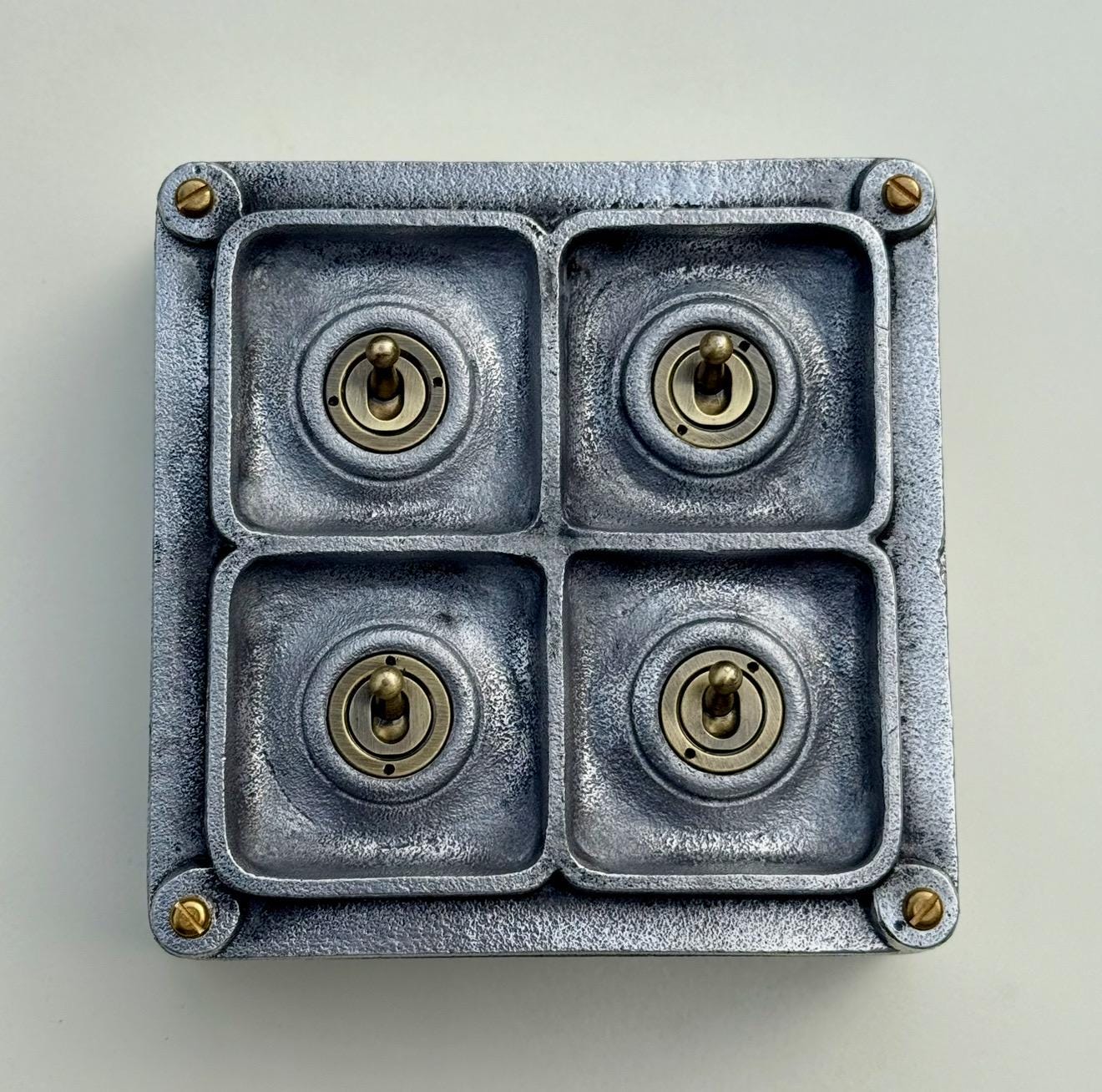 4 Gang 2 Way Solid Cast Metal Conduit Toggle Light Switch Industrial - BS EN Approved Vintage Crabtree 1950’s Style