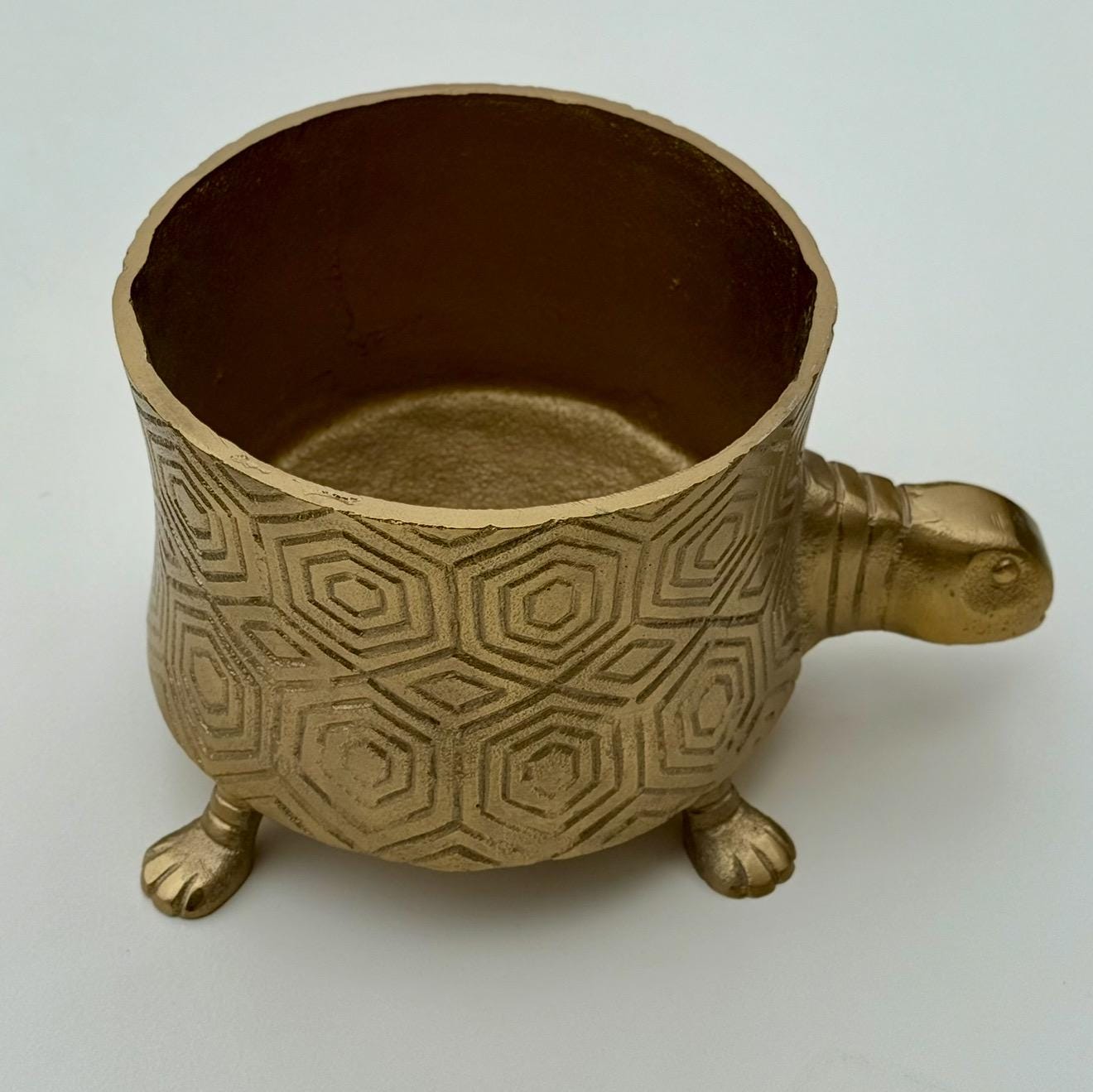 Turtoise Solid Cast Brass Metal Planter Pot