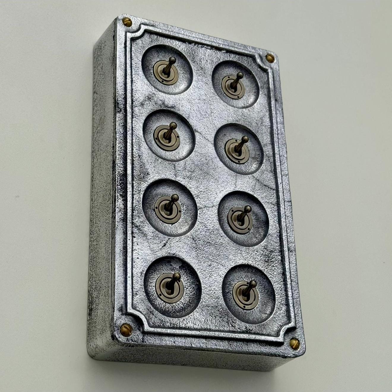 8 Gang 2 Way Solid Cast Metal Conduit Light Switch Industrial - BS EN Approved Vintage Crabtree 1950’s Style