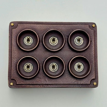 6 Gang 2 Way Antique Copper Solid Cast Metal Conduit Light Switch Industrial - BS EN Vintage Crabtree 1950’s Style