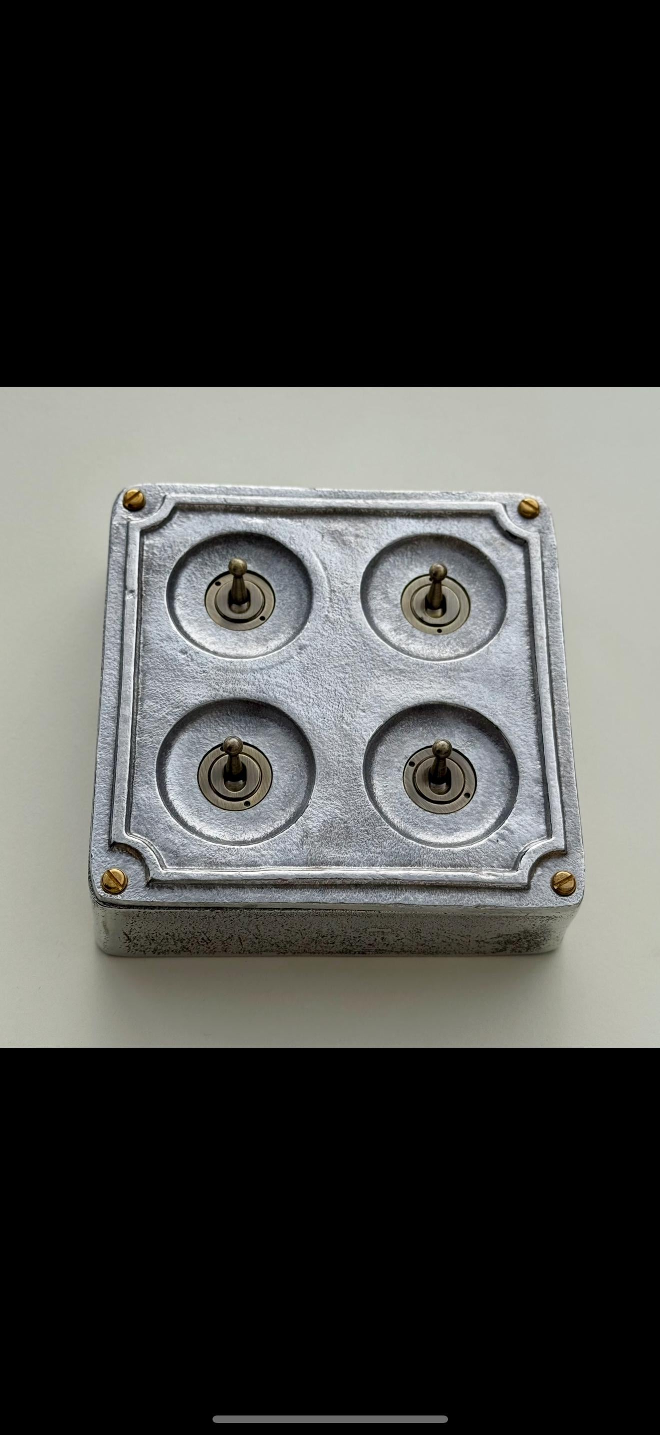 4 Gang 2 Way Solid Cast Metal Surface Mounting Conduit Light Switch Industrial - BS EN Approved Vintage 1950’s Britmac Style