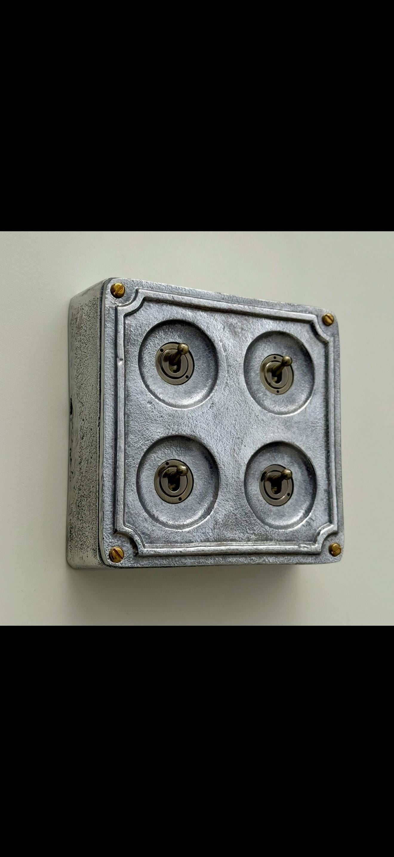 4 Gang 2 Way Solid Cast Metal Surface Mounting Conduit Light Switch Industrial - BS EN Approved Vintage 1950’s Britmac Style