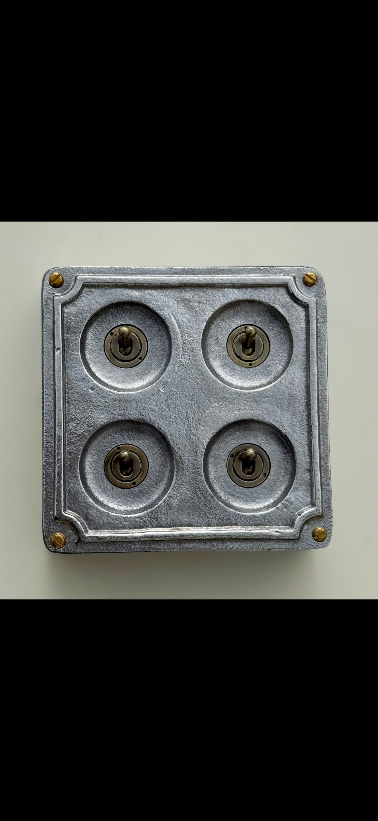 4 Gang 2 Way Solid Cast Metal Surface Mounting Conduit Light Switch Industrial - BS EN Approved Vintage 1950’s Britmac Style