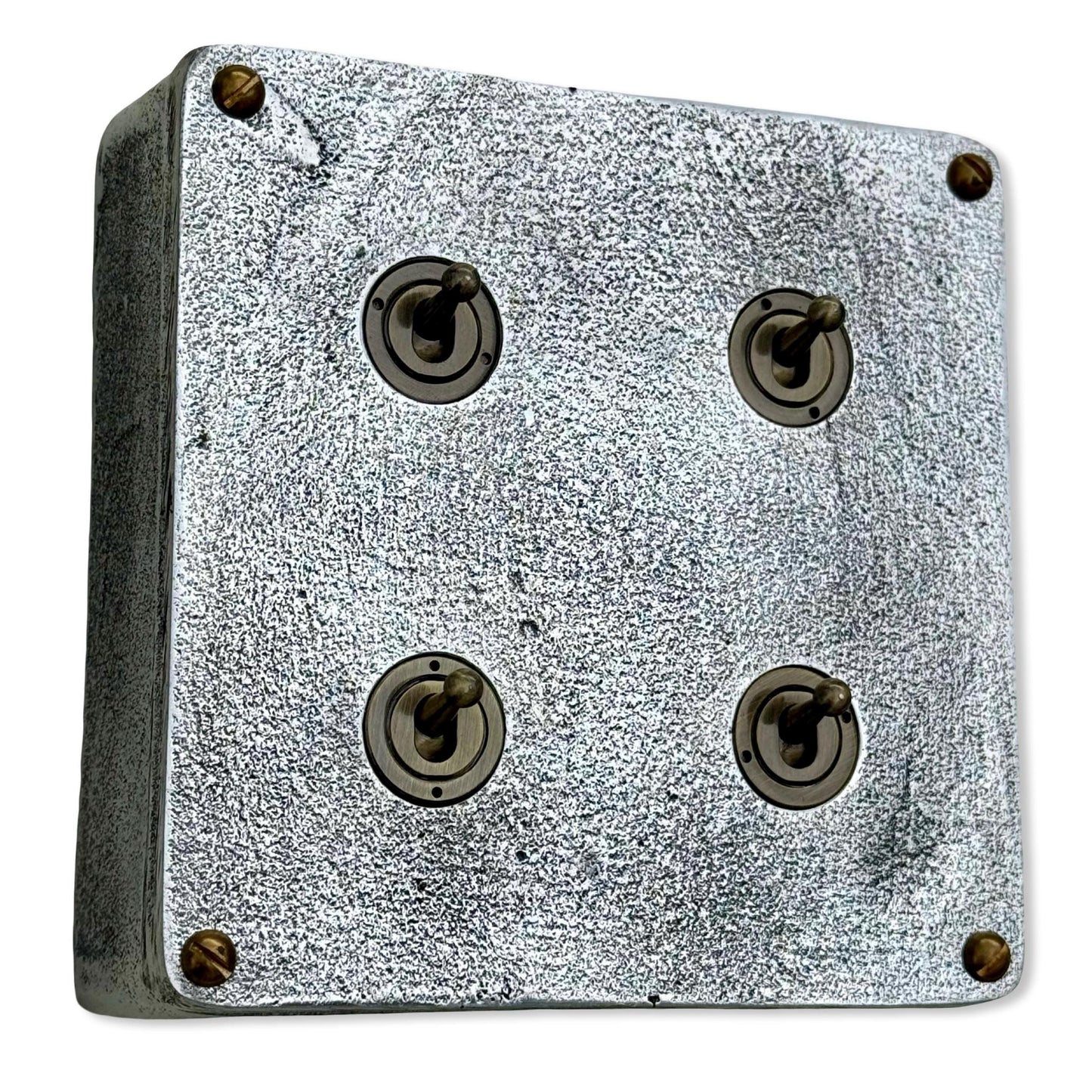 4 Gang 2 Way Solid Cast Metal Conduit Light Switch Industrial - Vintage Crabtree Style