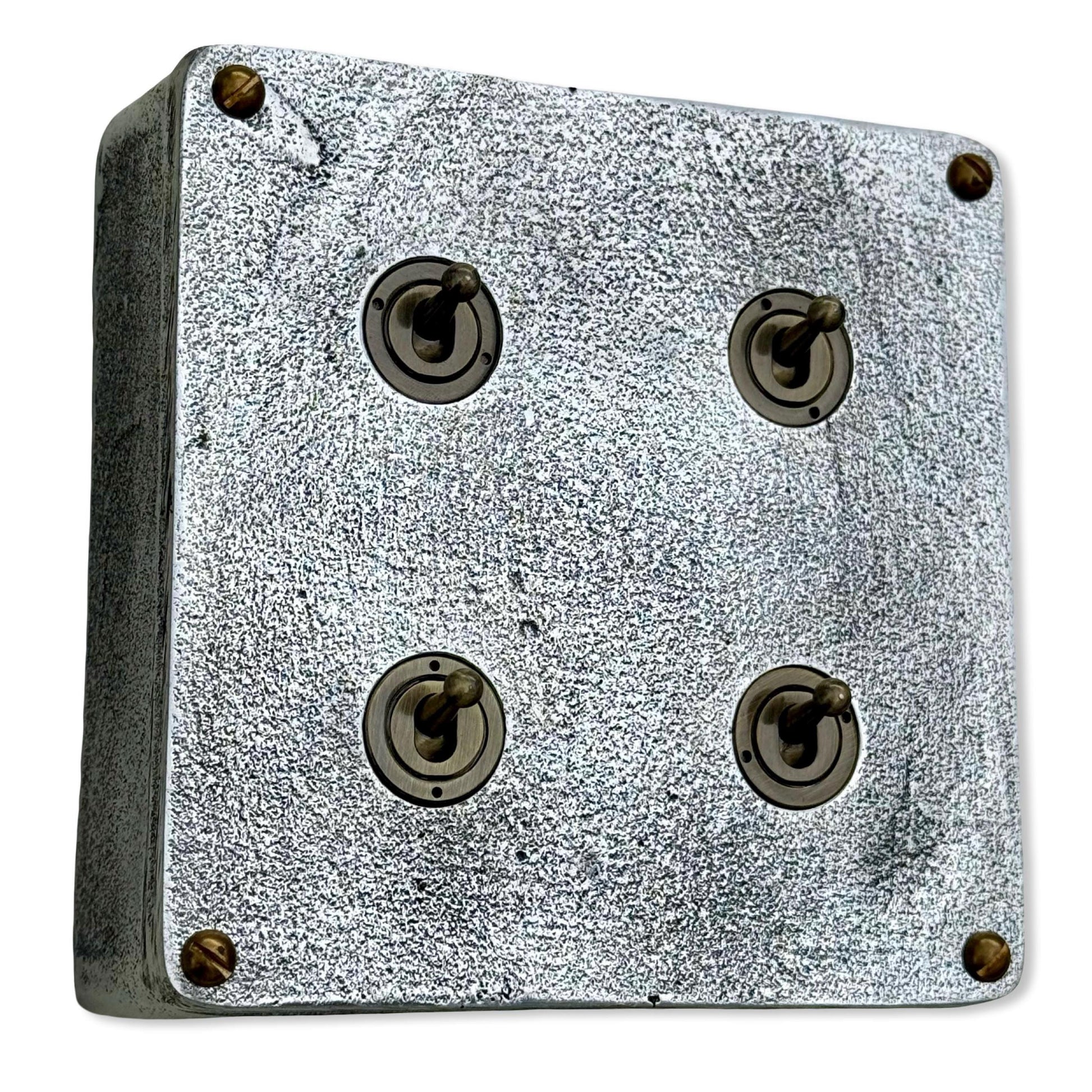 4 Gang 2 Way Solid Cast Metal Conduit Light Switch Industrial - Vintage Crabtree Style