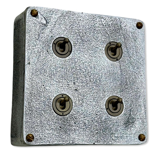 4 Gang 2 Way Solid Cast Metal Conduit Light Switch Industrial - Vintage Crabtree Style