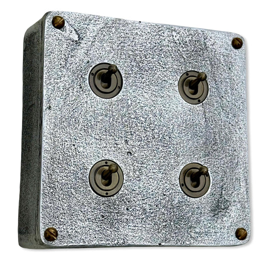 4 Gang 2 Way Solid Cast Metal Conduit Light Switch Industrial - Vintage Crabtree Style