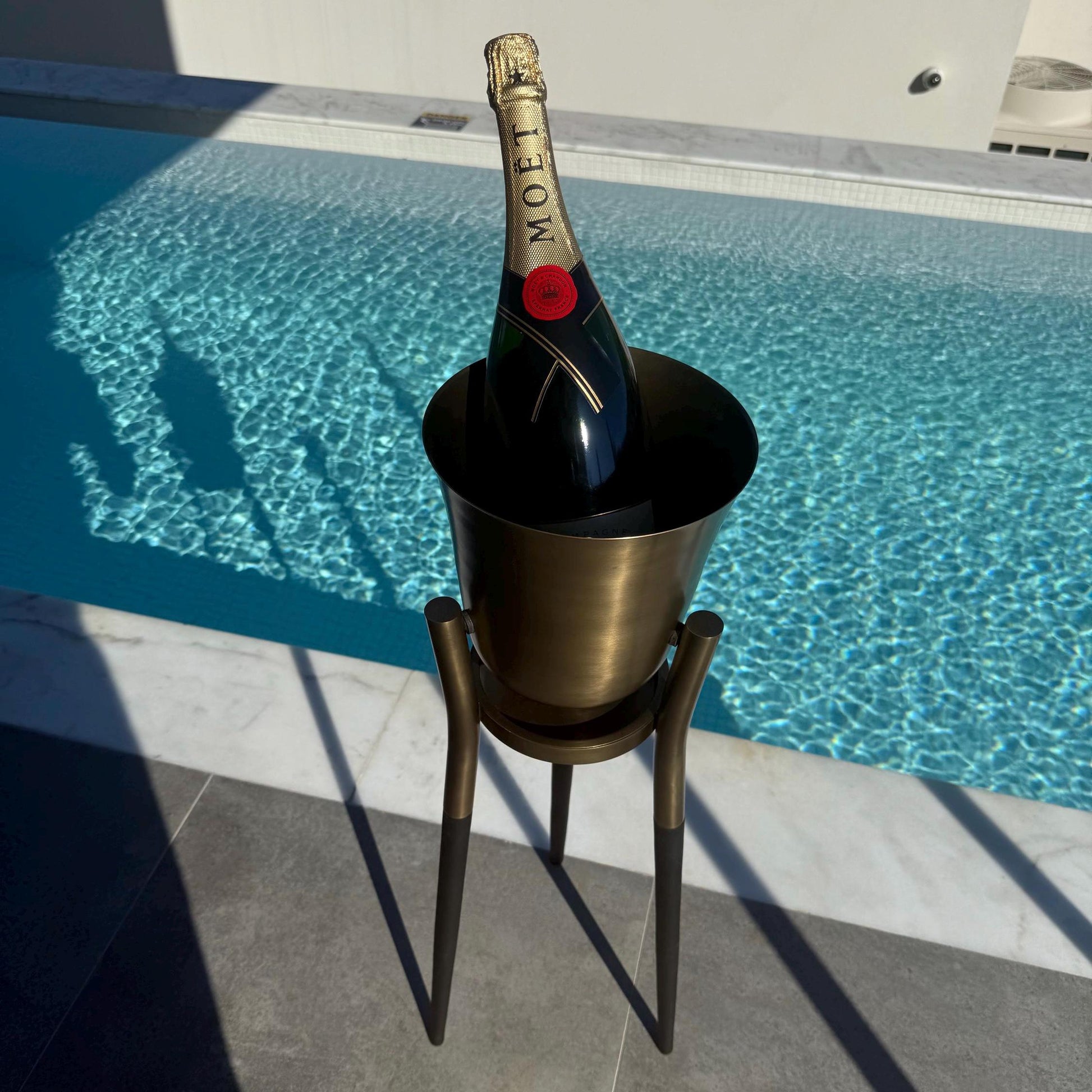 Rocket Champagne & Wine Cooler Antique Brass ~ Floor Standing Ice Bucket