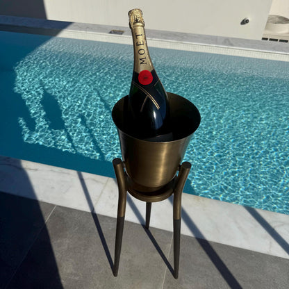 Rocket Champagne & Wine Cooler Antique Brass ~ Floor Standing Ice Bucket