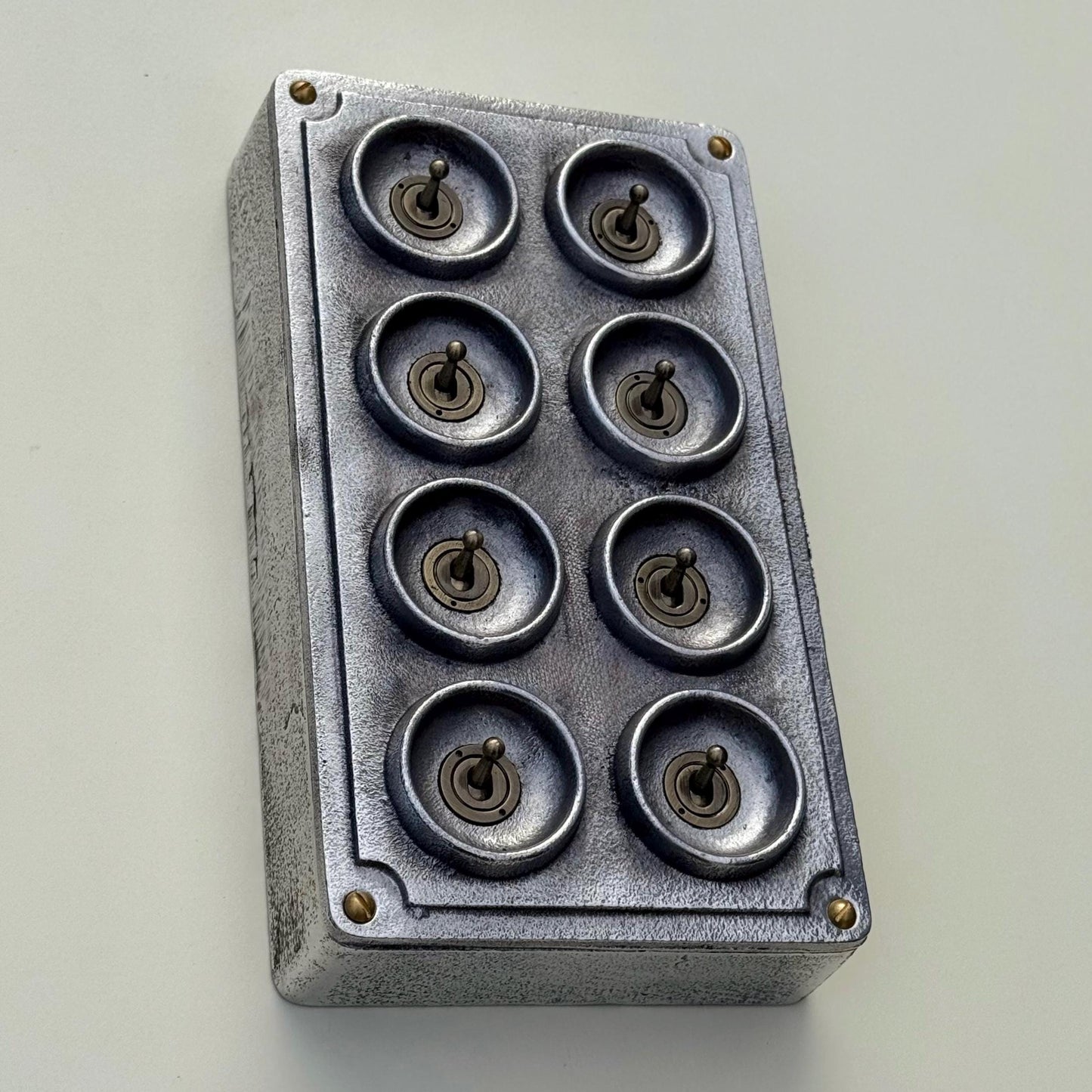 8 Gang 2 Way Solid Cast Metal Conduit Light Switch Industrial - BS EN Approved Vintage Crabtree 1950’s Style