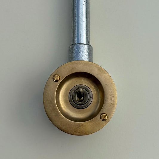 Single Gang Solid Raw Brass Cast Conduit Metal Light Switch Industrial 2 Way - Vintage Crabtree Style