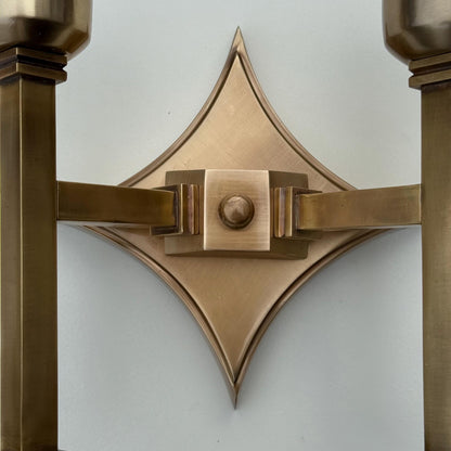 Double Antique Brass Wall Sconce Industrial Vintage Light | Dining Room