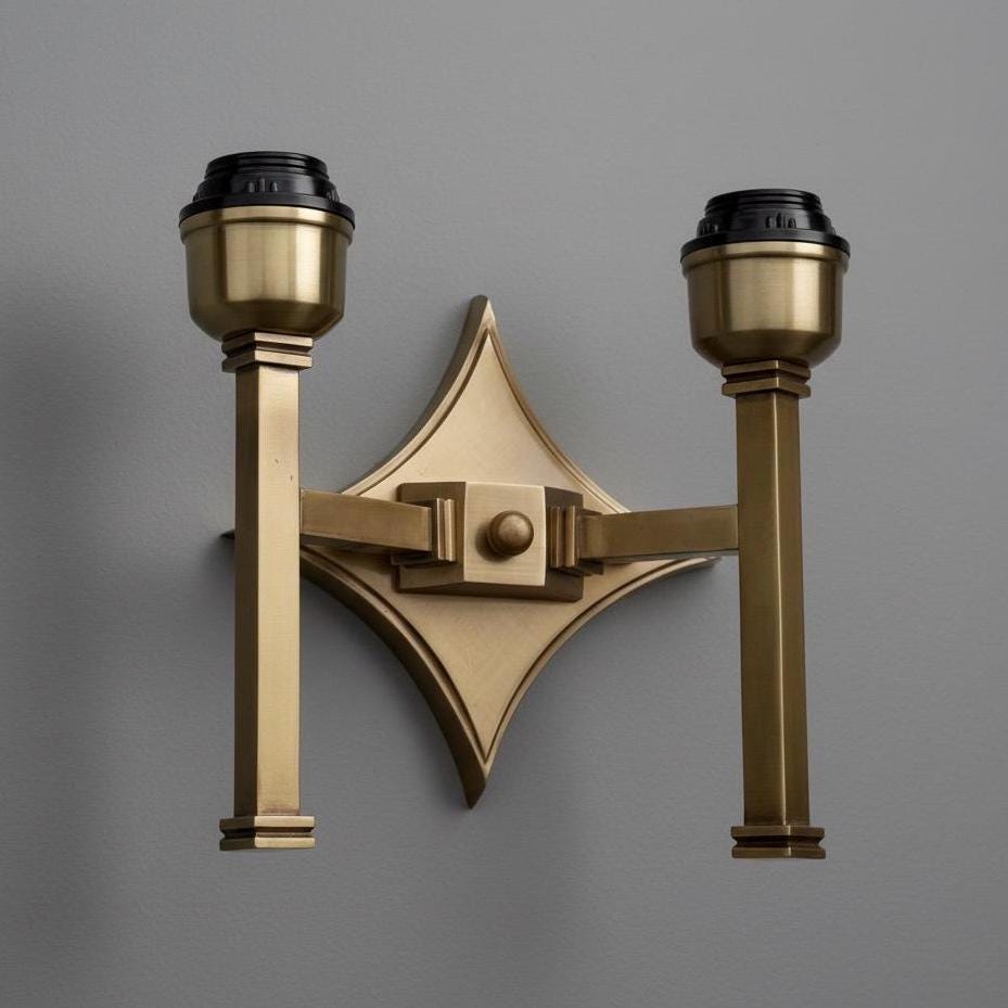 Double Antique Brass Wall Sconce Industrial Vintage Light | Dining Room