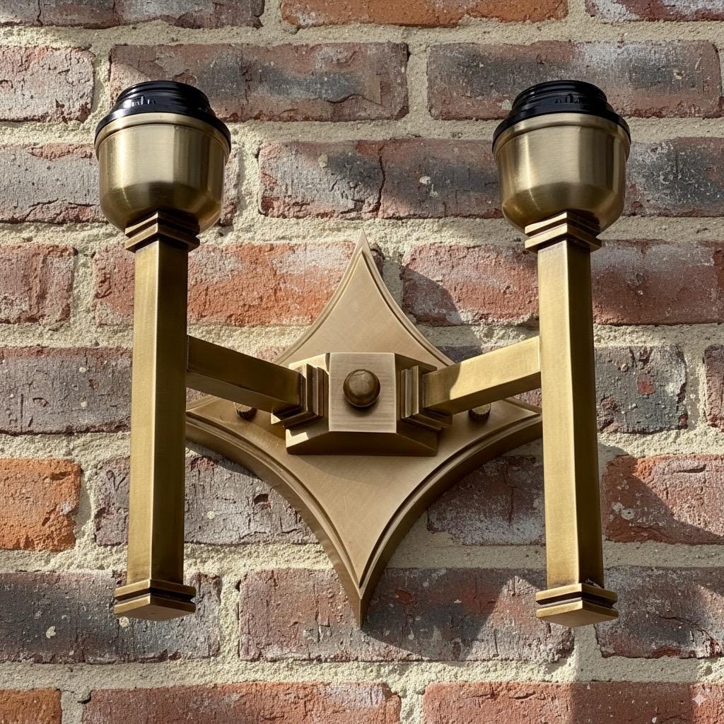 Double Antique Brass Wall Sconce Industrial Vintage Light | Dining Room