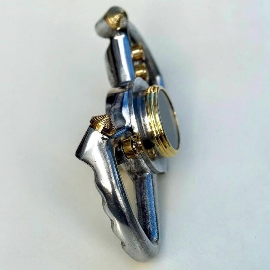 Cockpit Pilots Yoke Aviator Solid Brass Ships Clock Compass Nautical Vintage Industrial Pilot Decor