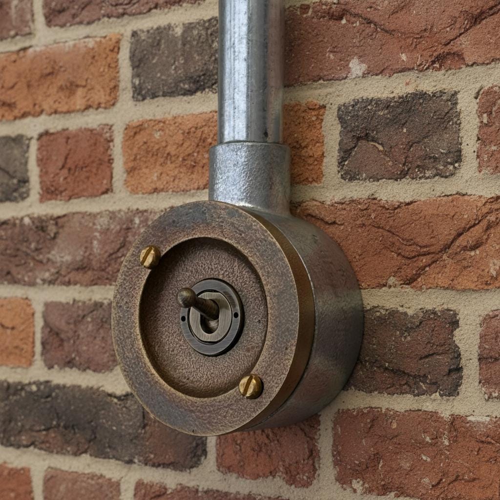 Single Gang Bronze Solid Cast Conduit Metal Light Switch Industrial 2 Way - BS EN Approved Vintage Crabtree 1950’s Style
