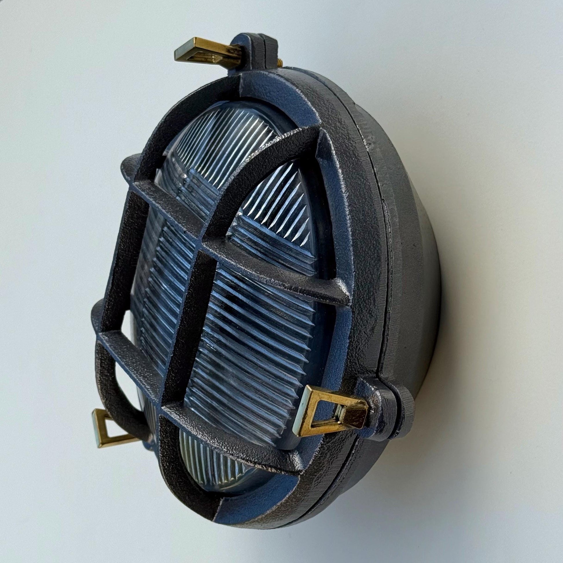Wroxham ~ Bulkhead Light ~ Cast Pewter Caged Industrial Wall or Ceiling Fixture