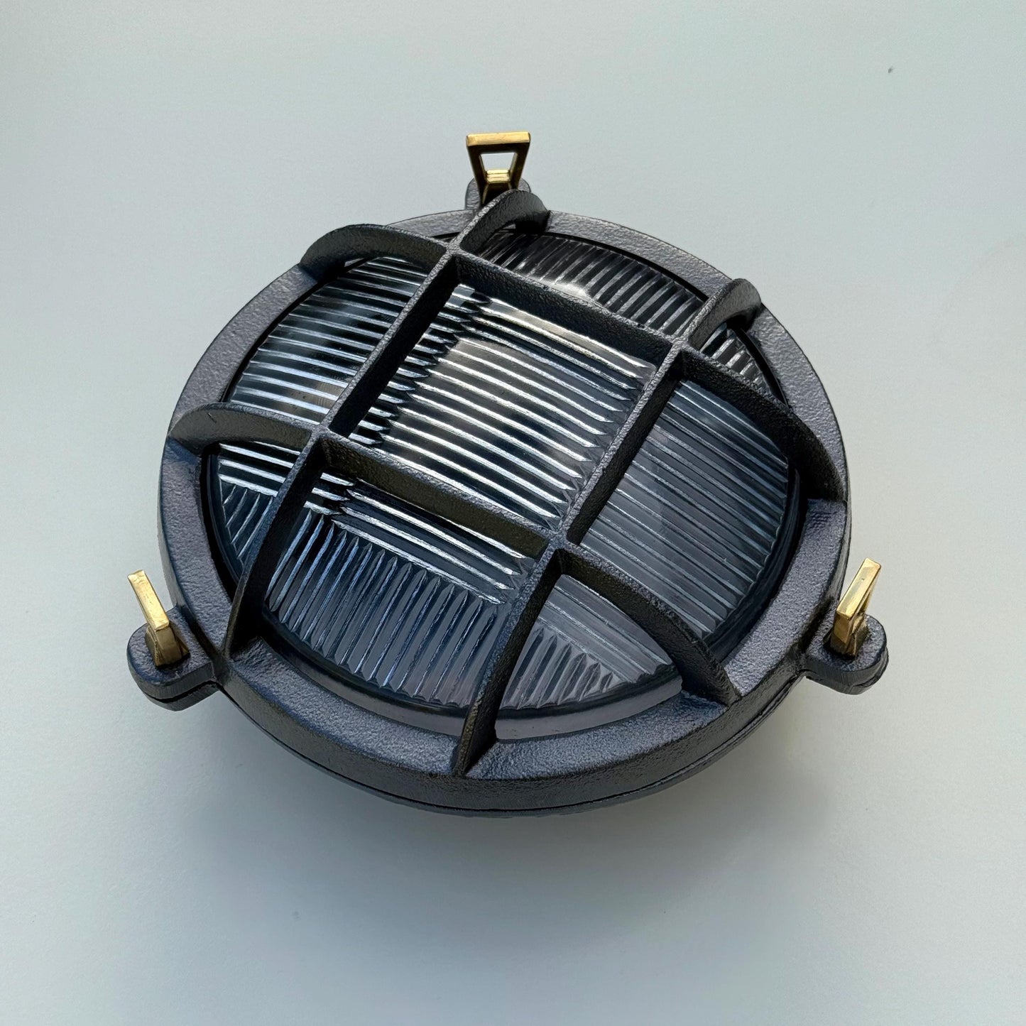 Wroxham ~ Bulkhead Light ~ Cast Pewter Caged Industrial Wall or Ceiling Fixture