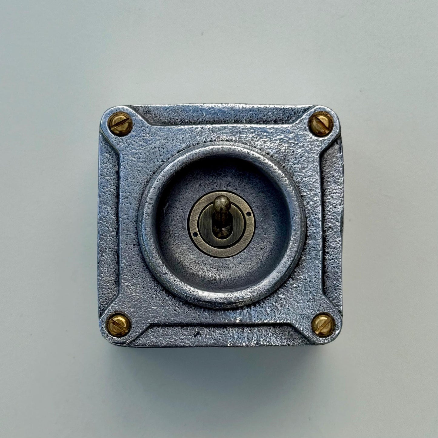Single Gang Solid Metal Conduit Toggle Light Switch - Industrial Vintage Crabtree