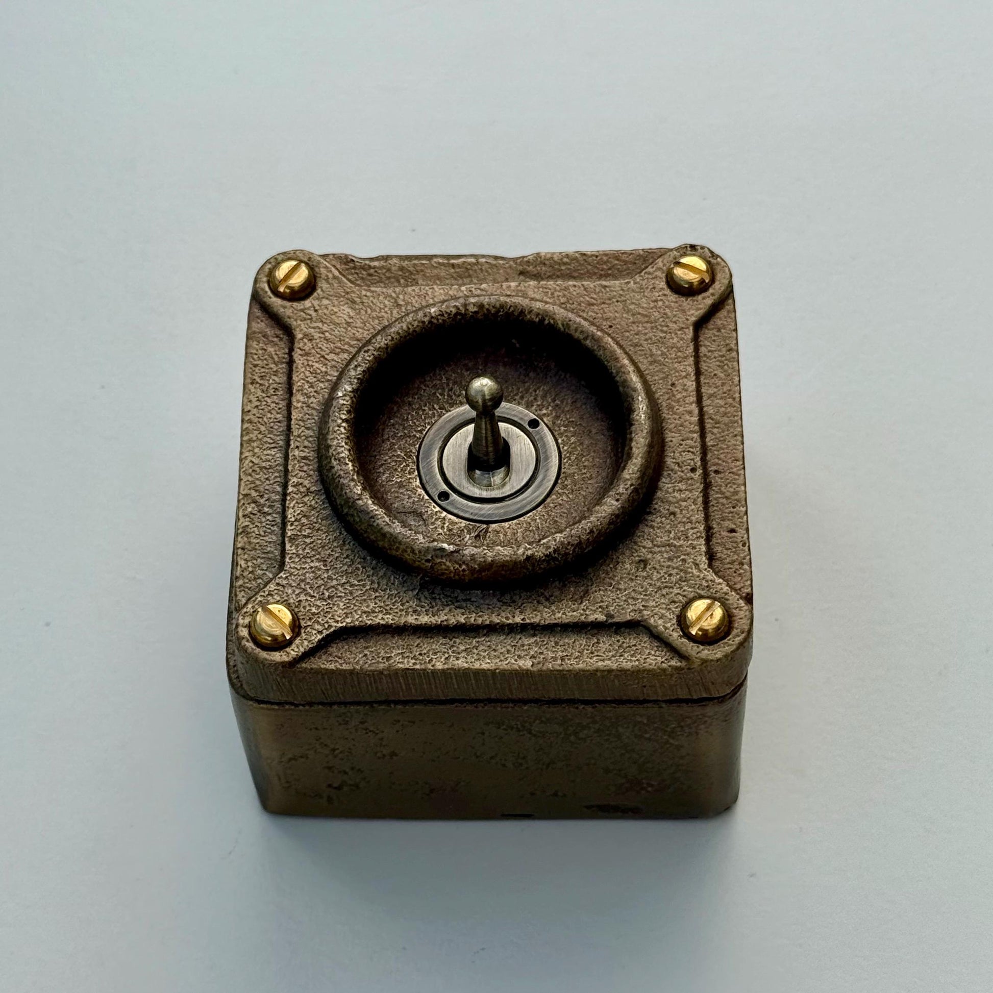 Single Gang Bronze Solid Cast Metal Conduit Light Switch Industrial 2 Way - BS EN Approved Vintage Crabtree 1950’s Style