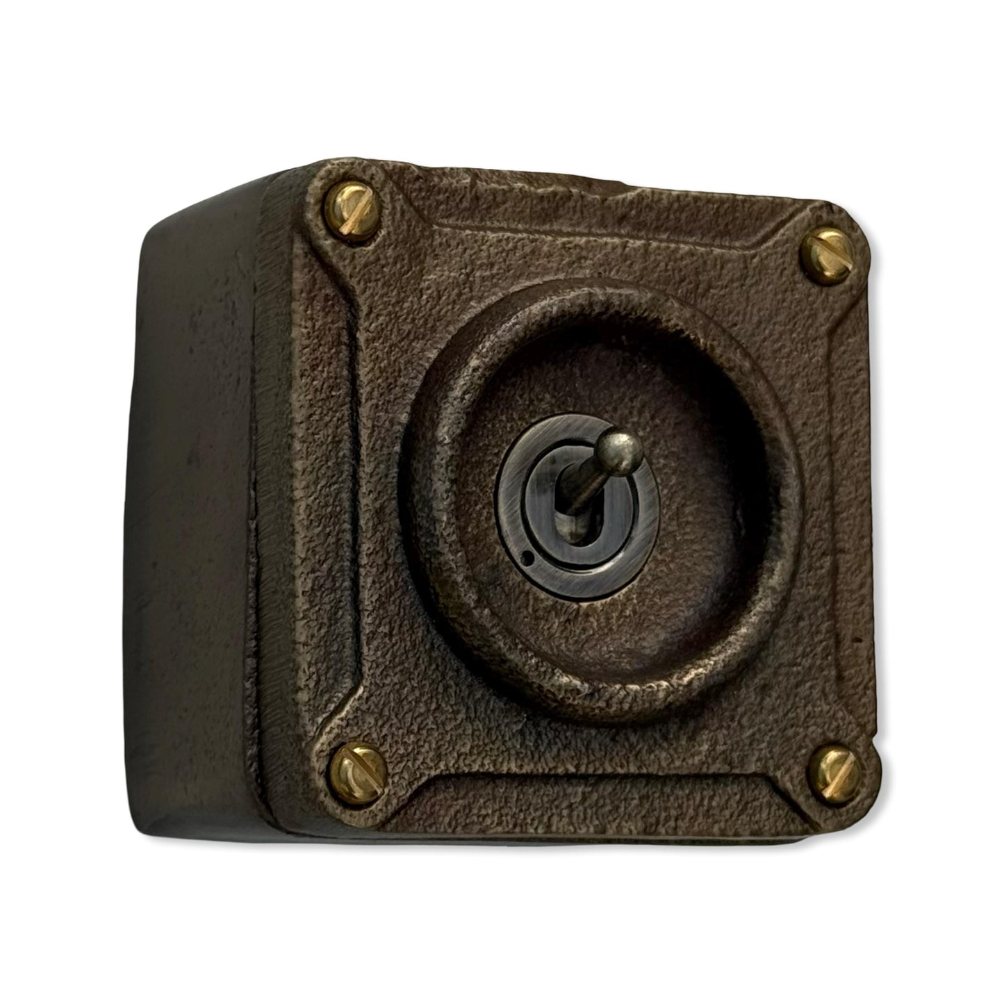Single Gang Bronze Solid Cast Metal Conduit Light Switch Industrial 2 Way - BS EN Approved Vintage Crabtree 1950’s Style