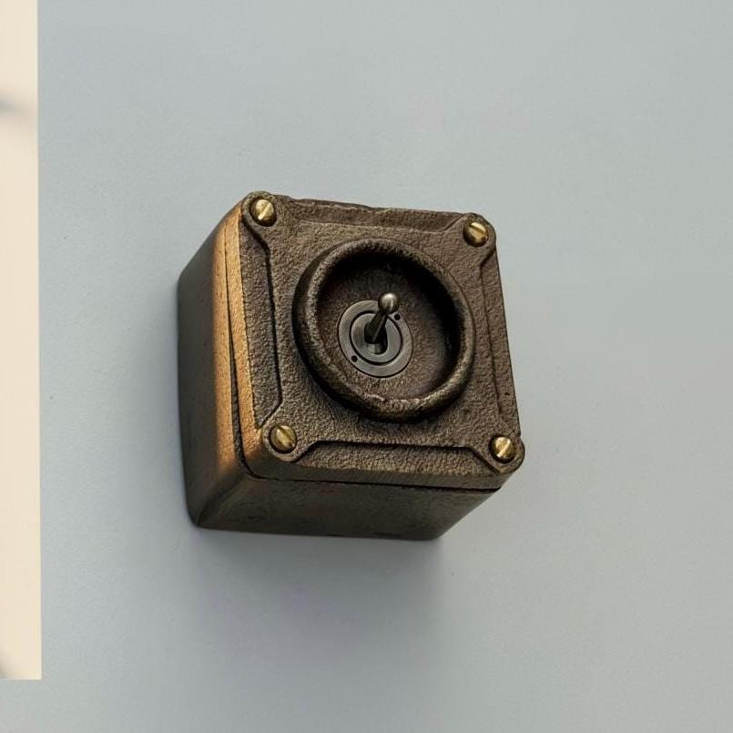 Single Gang Bronze Solid Cast Metal Conduit Light Switch Industrial 2 Way - BS EN Approved Vintage Crabtree 1950’s Style