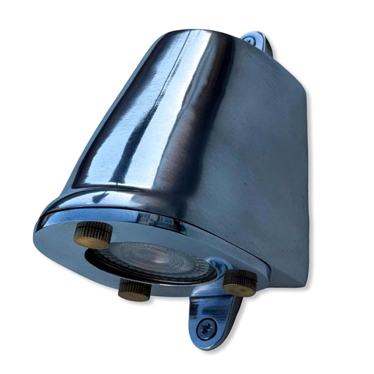 Holt ~ Polished Aluminium | Mast Down Light Industrial Ship Sconce Marine Bulkhead Hand Crafted Wall Nautical Passage Way Philips 3.8W LED
