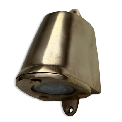 Holt ~ Raw Solid Brass Mast Down Wall Light Mains LED Outdoor & Bathroom