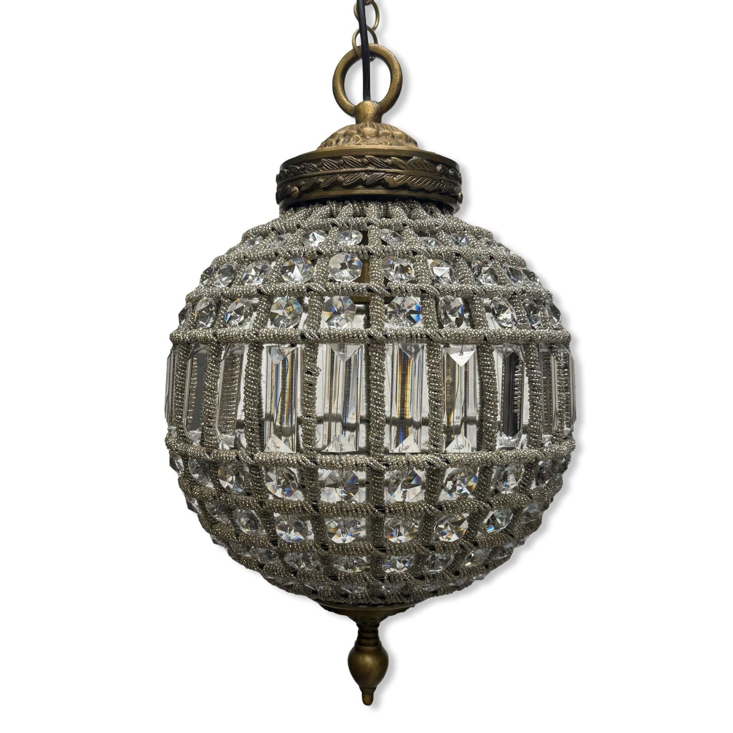 Hoveton XL ~ Luxury French Crystal Globe Chandelier Glass Light Sphere Round ceiling dining room kitchen table vintage edison filament lamps