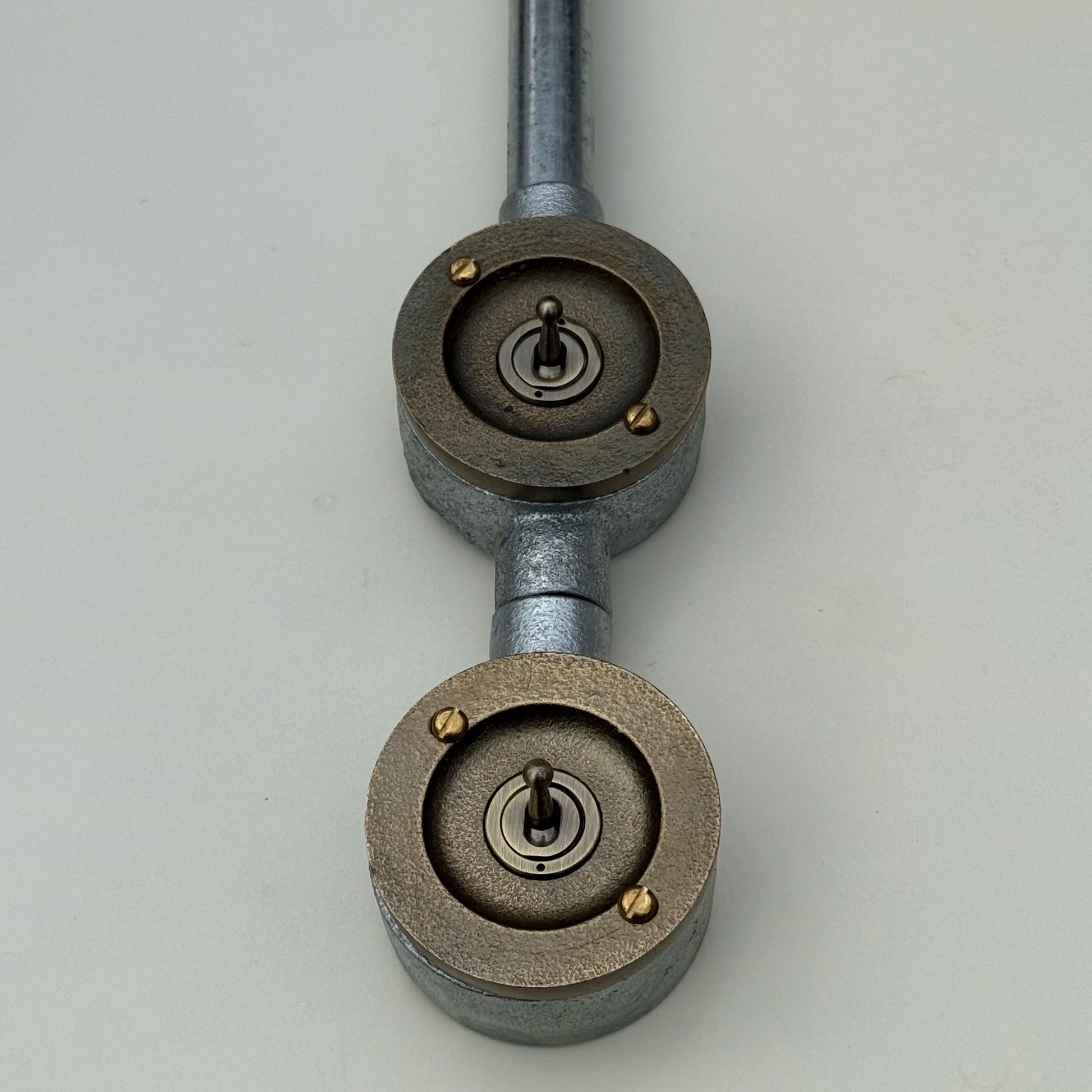 Double Gang Solid Cast Conduit Metal Light Switch Industrial 2 Way - Vintage Crabtree