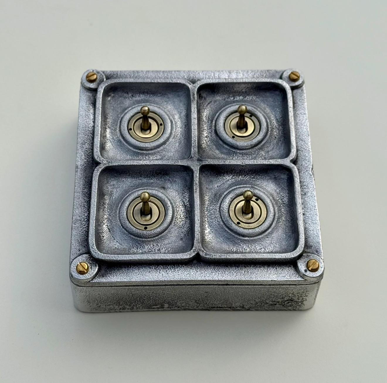 4 Gang 2 Way Solid Cast Metal Conduit Toggle Light Switch Industrial - BS EN Approved Vintage Crabtree 1950’s Style