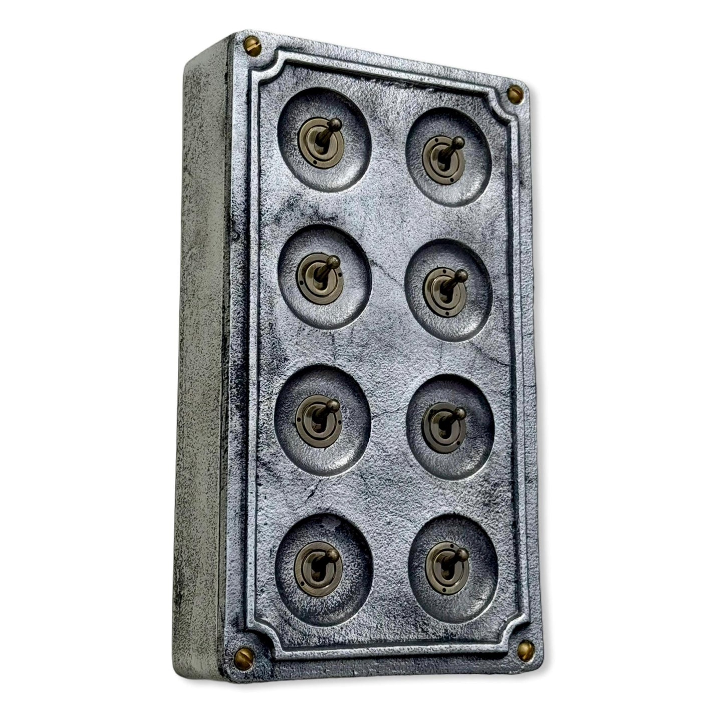 8 Gang 2 Way Solid Cast Metal Conduit Light Switch Industrial - BS EN Approved Vintage Crabtree 1950’s Style